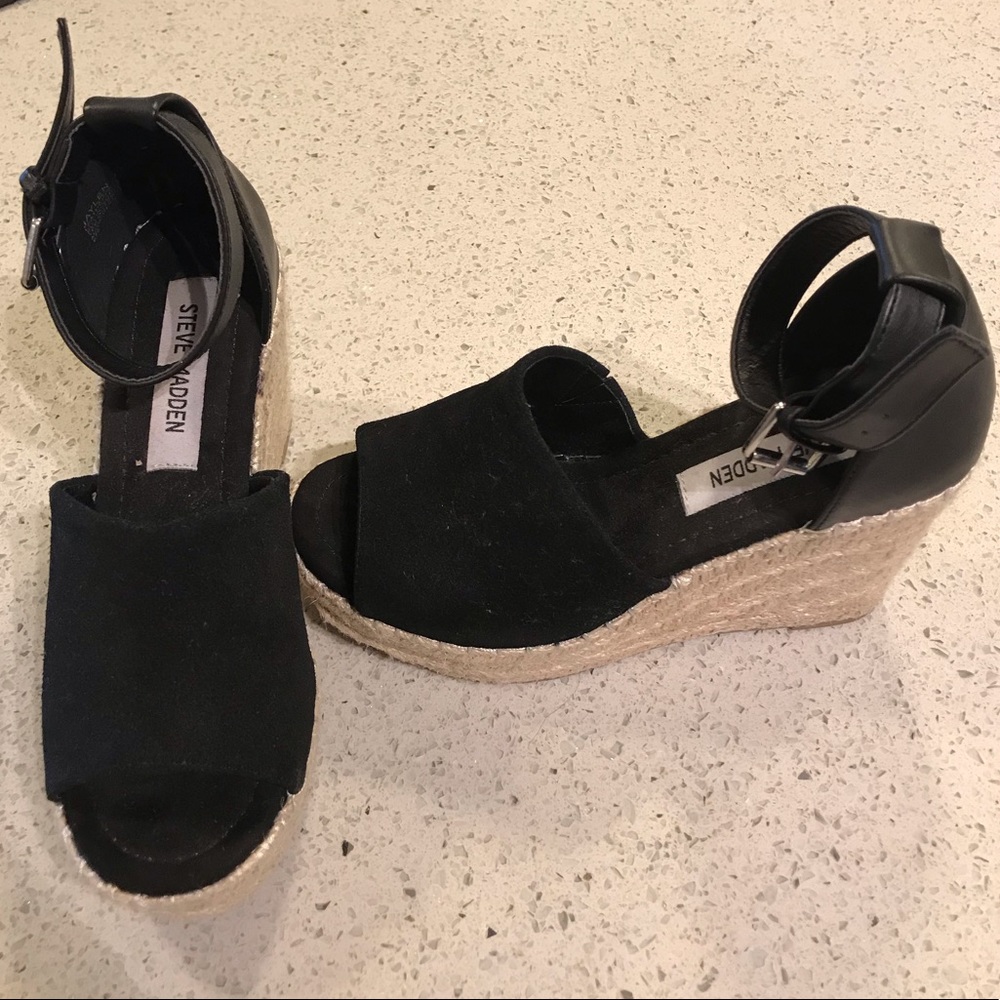 Steve Madden wedges, 6, black suede